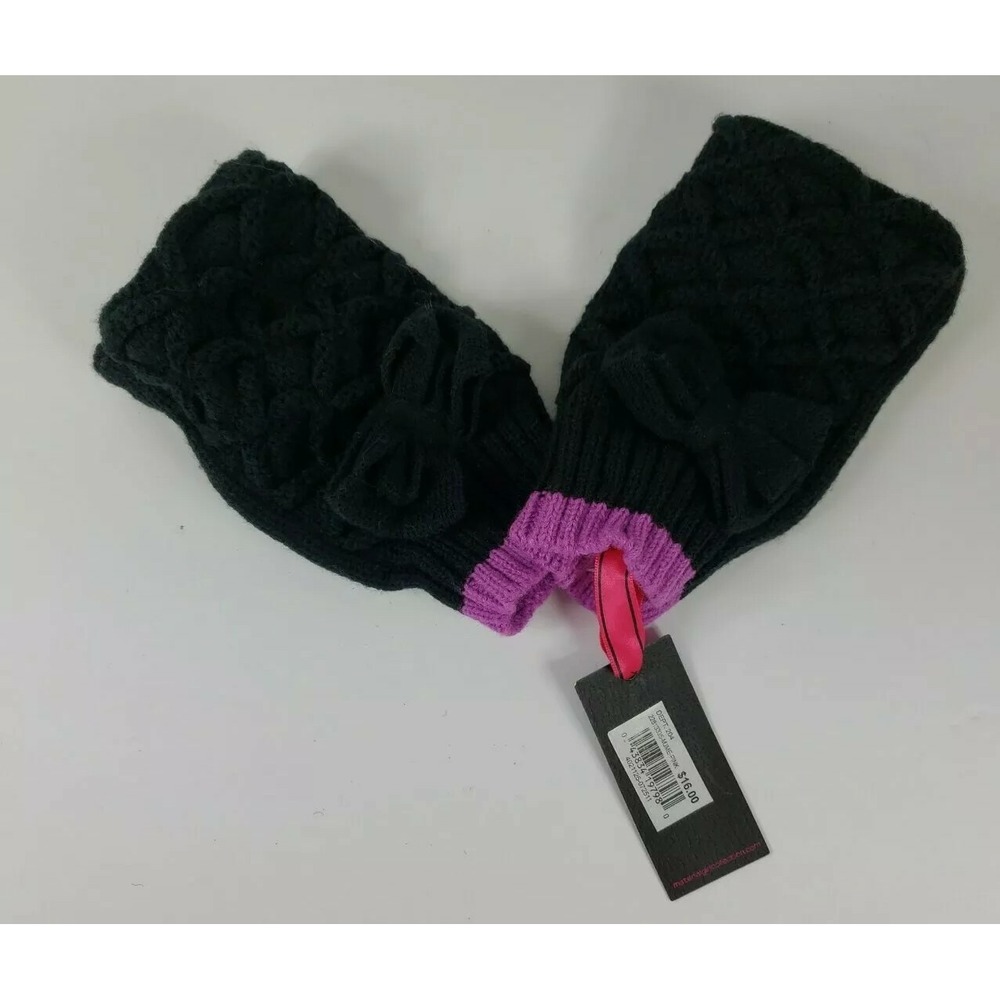 Material Girl Macy's Black Bow Pink Trim Fingerless Gloves